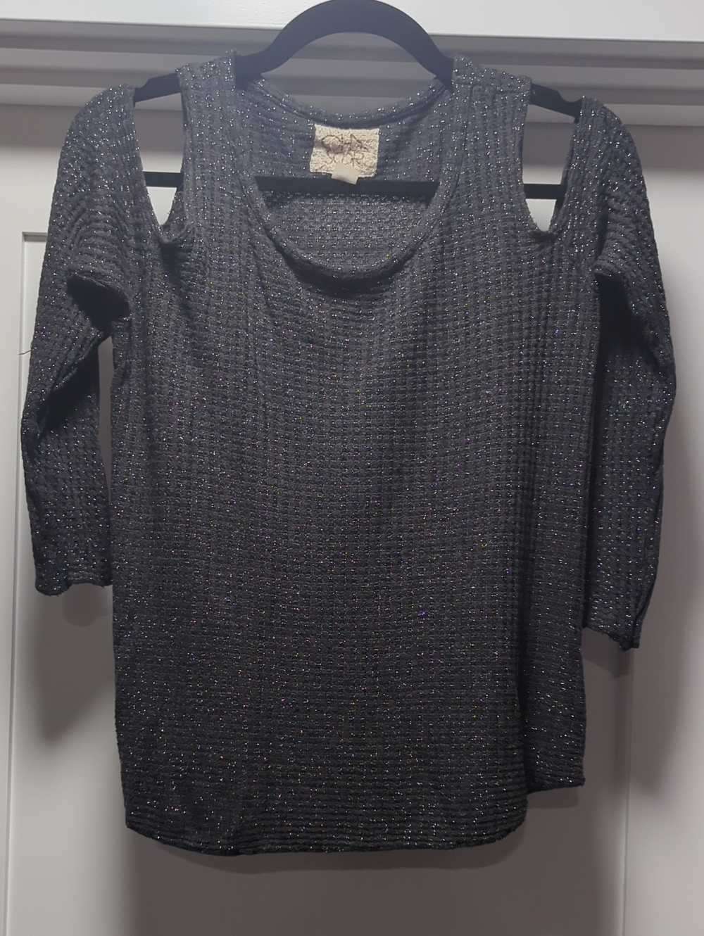 Chaser Black Sparkle Off-Shoulder Sweater